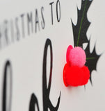 Christmas Card, All of you from All of us, Embellished with colourful pompoms