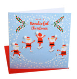 Christmas Card, Skating Santas , Have a Wonderful Christmas, Pompom Embellished