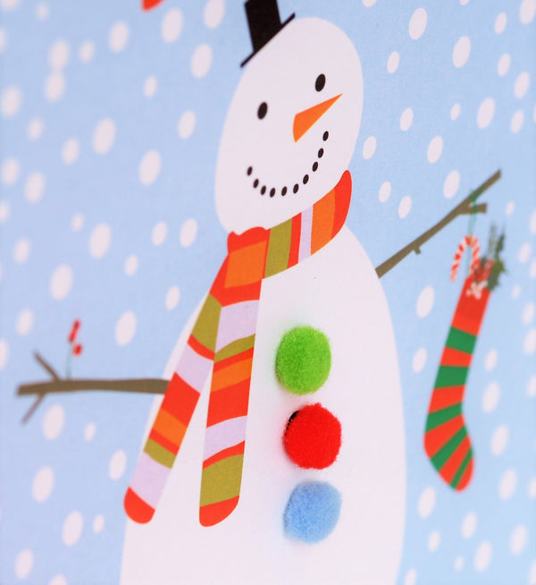 Christmas Card, Snowman , Dad, happy Christmas, Pompom Embellished