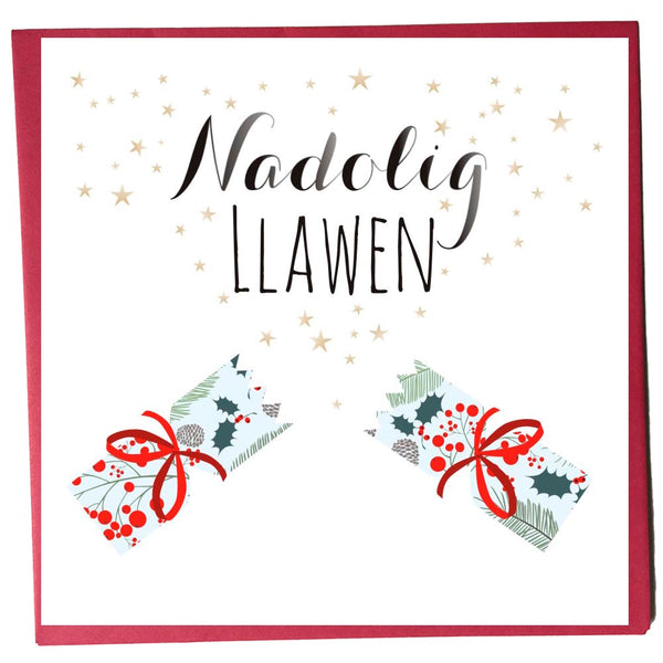 Welsh Christmas Card, Nadolig Llawen, Christmas Cracker, Happy Christmas