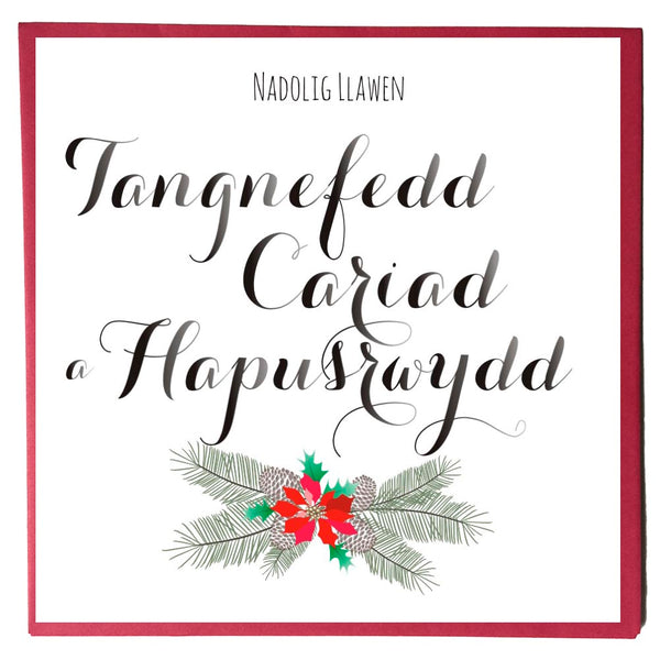 Welsh Christmas Card, Nadolig Llawen, Peace Love & Joy