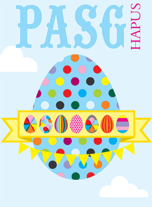 Welsh Easter Card, Pasg Hapus, Dotty Easter Egg